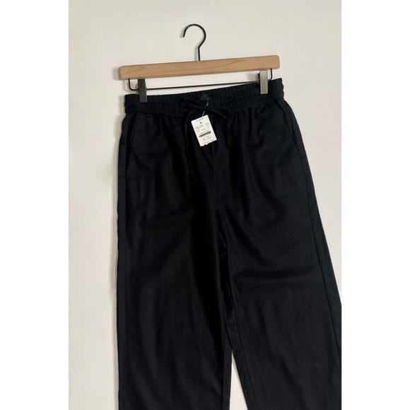 NWT!! J. CREW Factory Linen Blend Slim Wide Leg Drawstring Pants Solid Black 2 - Picture 4 of 16